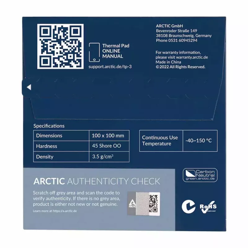 ARCTIC TP-3 Premium Performance Pad termico 100 x 100 mm, 1 mm