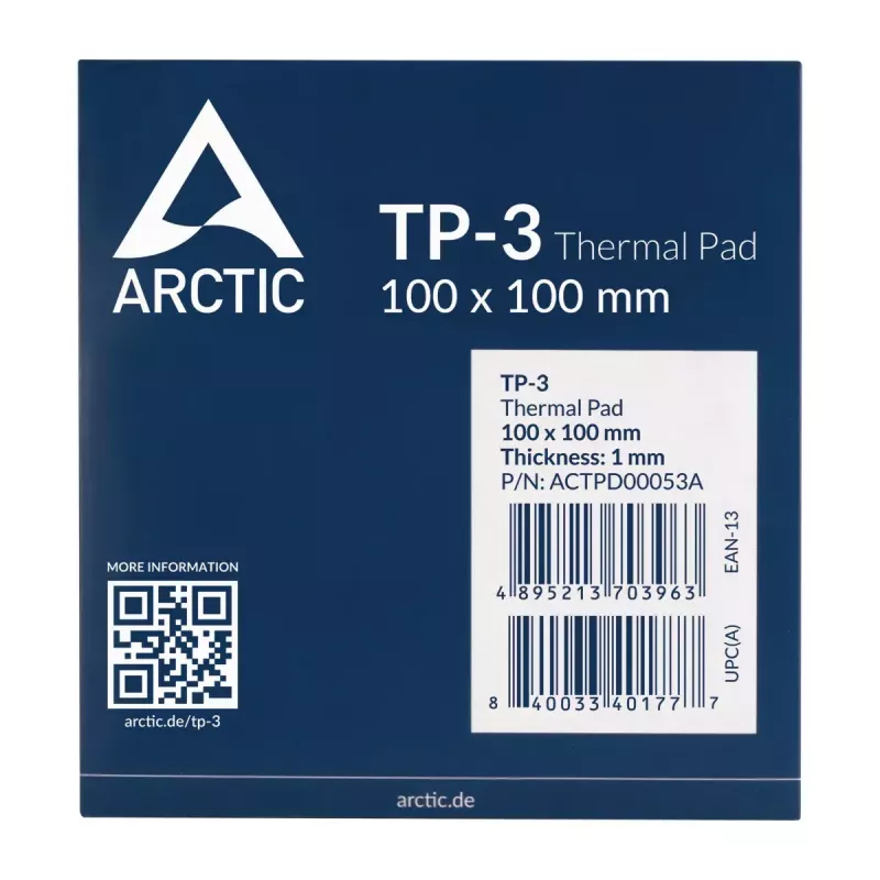 ARCTIC TP-3 Premium Performance Pad termico 100 x 100 mm, 1 mm