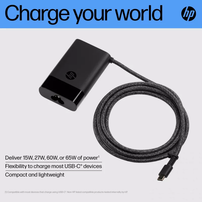 HP 671R3AA USB-C 65 W alimentatore per laptop, AC 115/230 V, EU