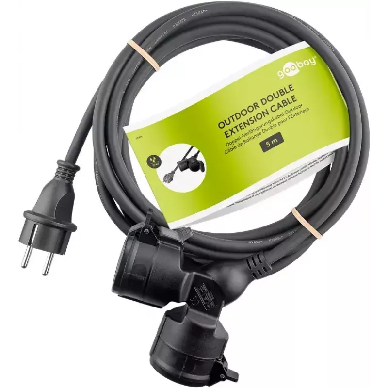 Prolunga elettrica Goobay 65434 5 m 2 prese AC per esterni nero