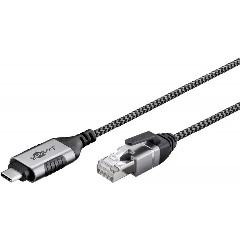 Goobay Cavo Ethernet da USB-C 3.1 a RJ45 Slim, 2 m, nero (74403)