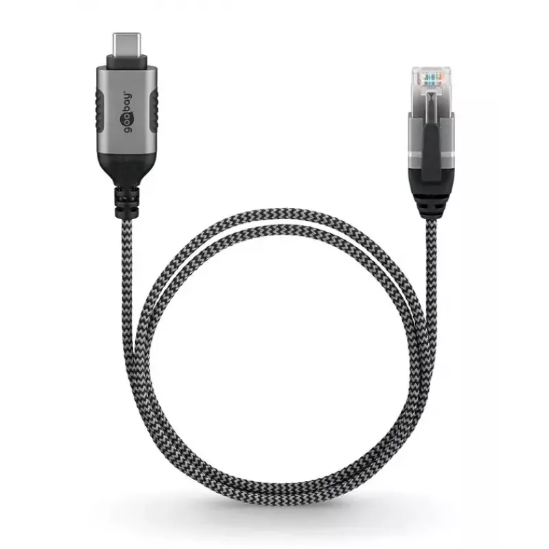 Goobay Cavo Ethernet da USB-C 3.1 a RJ45 Slim, 2 m, nero (74403)