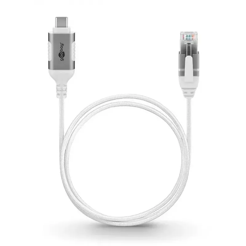 Goobay Cavo Ethernet da USB-C 3.1 a RJ45 Slim, 1,5 m, bianco (74386)