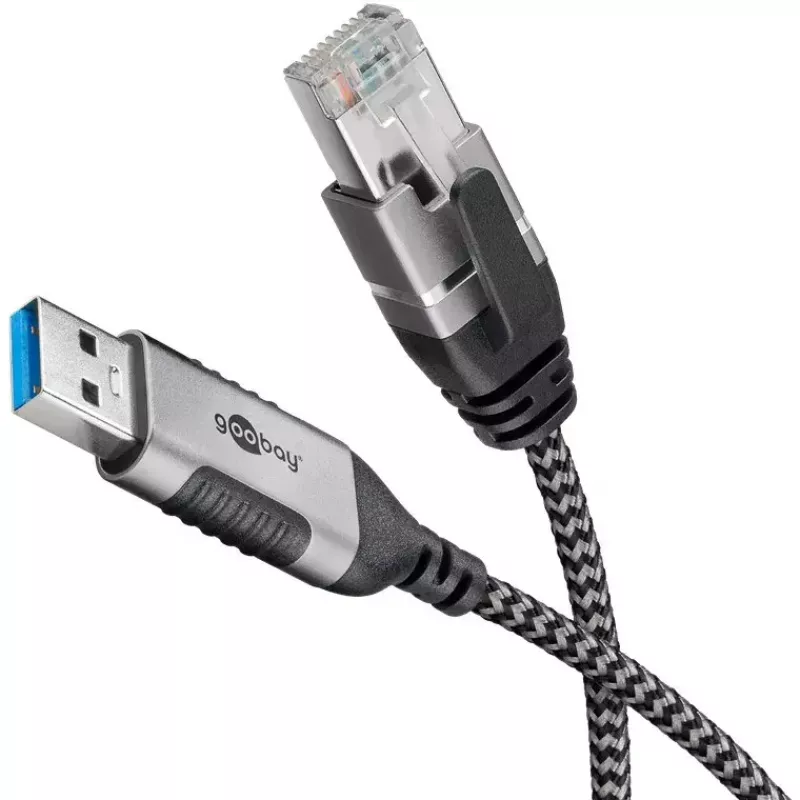 Cavo Goobay 74394 USB 3.0 Type-A a RJ45 1,5 m nero argento