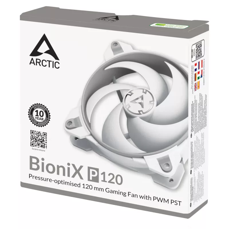 ARCTIC BioniX P120 (grigio/bianco) – ventola gaming da 120 mm ottimizzata per la pressione con PWM PST