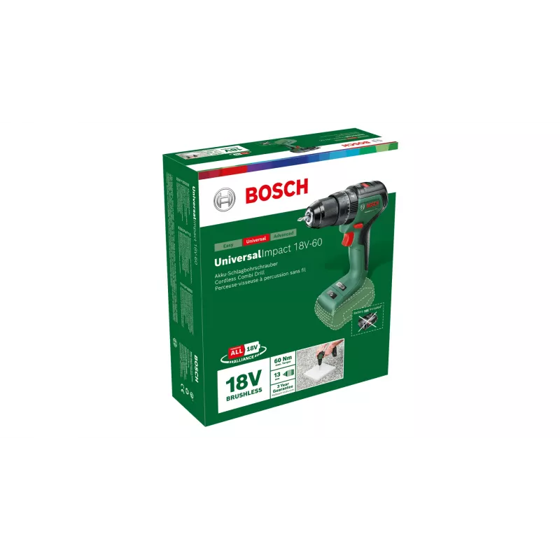 Bosch Universal Impact 18V-60 1900 giri/min mandrino autoserrante 1,3 kg nero, verde