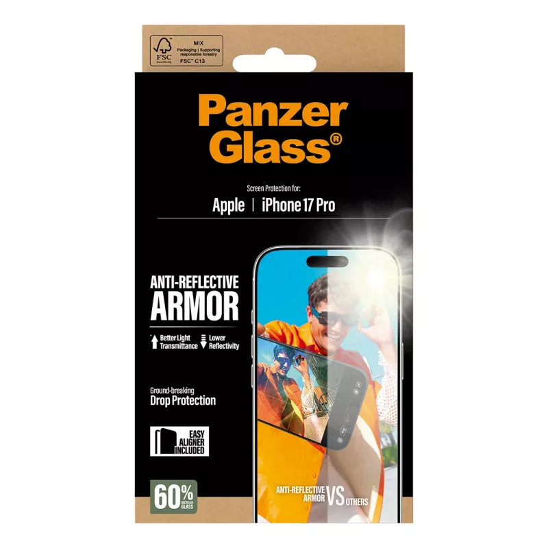 Pellicola protezione display PanzerGlass Anti-Reflective Armor iPhone 17 Pro antigraffio antiurto
