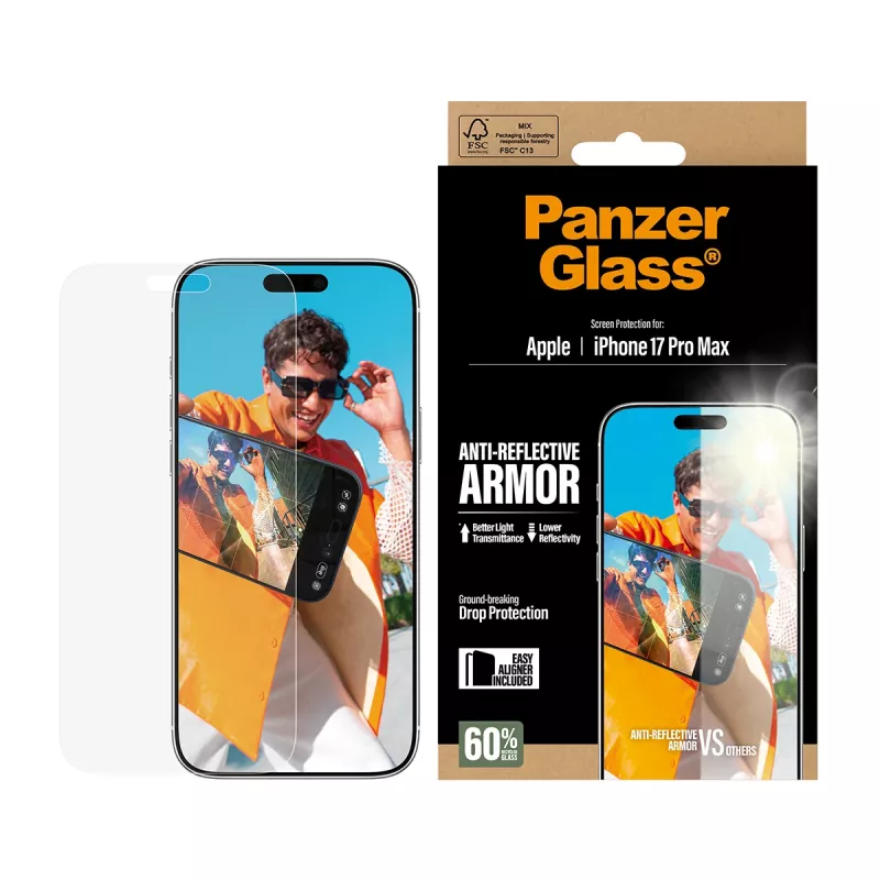 Pellicola protezione display PanzerGlass Anti-Reflective Armor iPhone 17 Pro Max antigraffio e antiurto