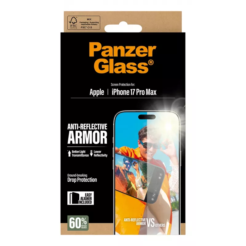 Pellicola protezione display PanzerGlass Anti-Reflective Armor iPhone 17 Pro Max antigraffio e antiurto