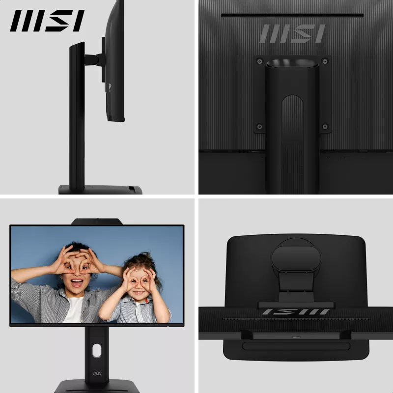 MSI PRO MP242PMGDE monitor 23,8 pollici (60,5 cm), Full HD 1920x1080, IPS, 120 Hz, 1 ms, webcam, microfono, hub USB, HDMI, DP, VGA, nero