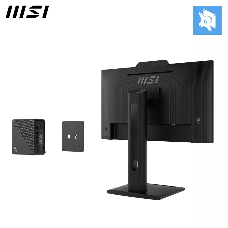 MSI PRO MP242PMGDE monitor 23,8 pollici (60,5 cm), Full HD 1920x1080, IPS, 120 Hz, 1 ms, webcam, microfono, hub USB, HDMI, DP, VGA, nero