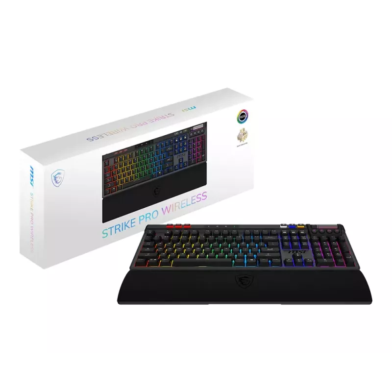 MSI Strike Pro Tastiera gaming meccanica silenziosa wireless, layout DE (QWERTZ), nero
