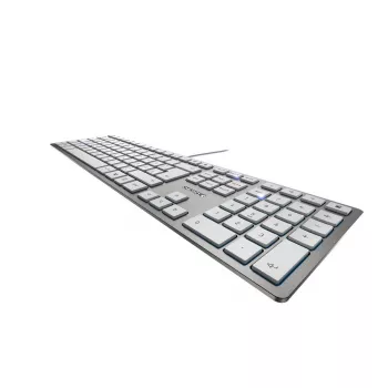 Tastiera CHERRY KC 6000 slim universale USB AZERTY belga argento, bianco