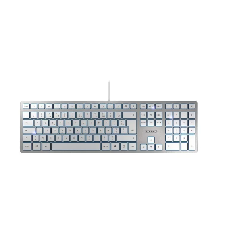 Tastiera CHERRY KC 6000 slim universale USB AZERTY belga argento, bianco