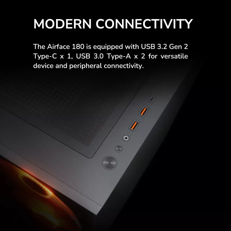Case Midi-Tower COUGAR, Airface 180, ARGB, nero