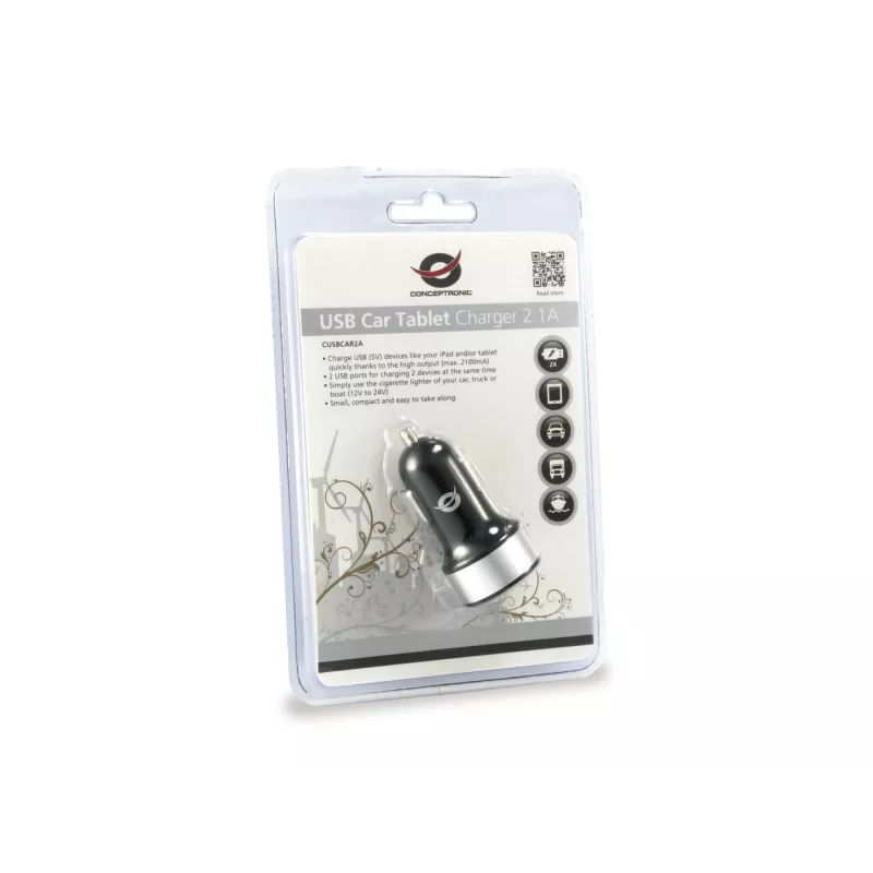 Caricabatterie da auto Conceptronic CUSBCAR2A 2 porte USB 2.1A