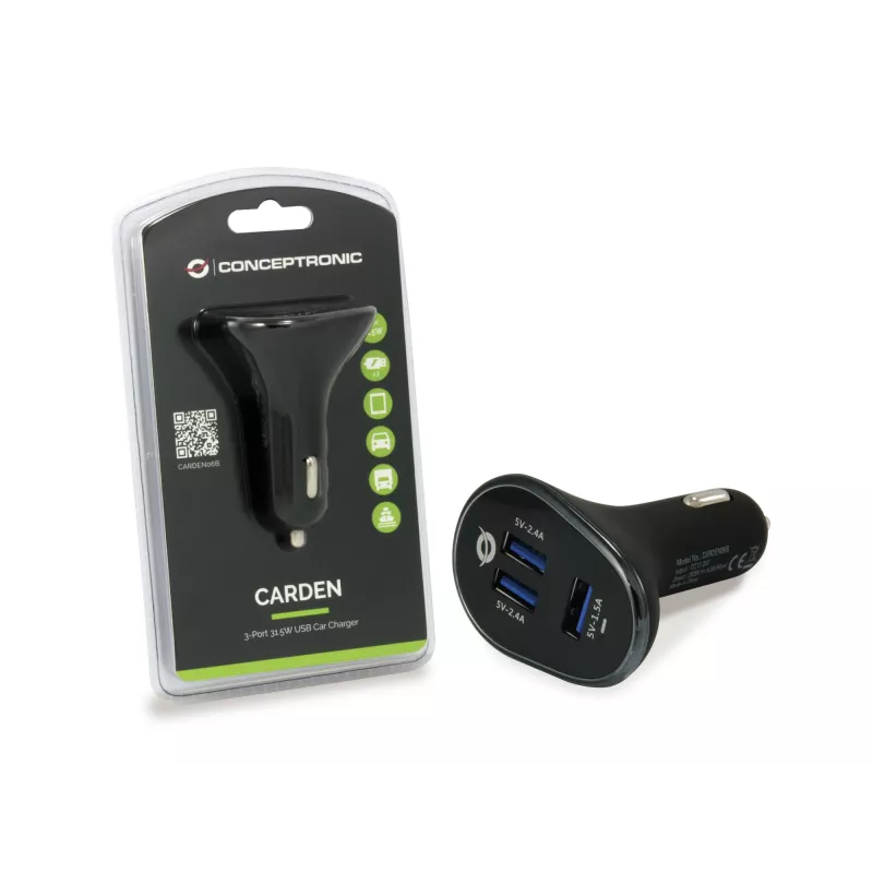 Conceptronic CARDEN06B caricabatterie mobile universale nero presa accendisigari auto