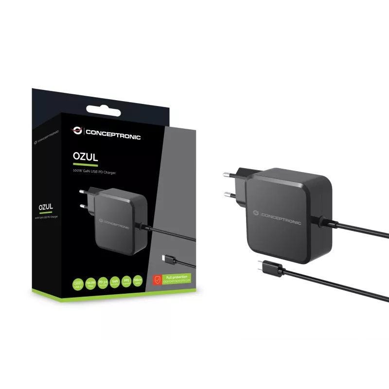 Conceptronic OZUL05BE caricabatterie mobile universale nero AC per interni