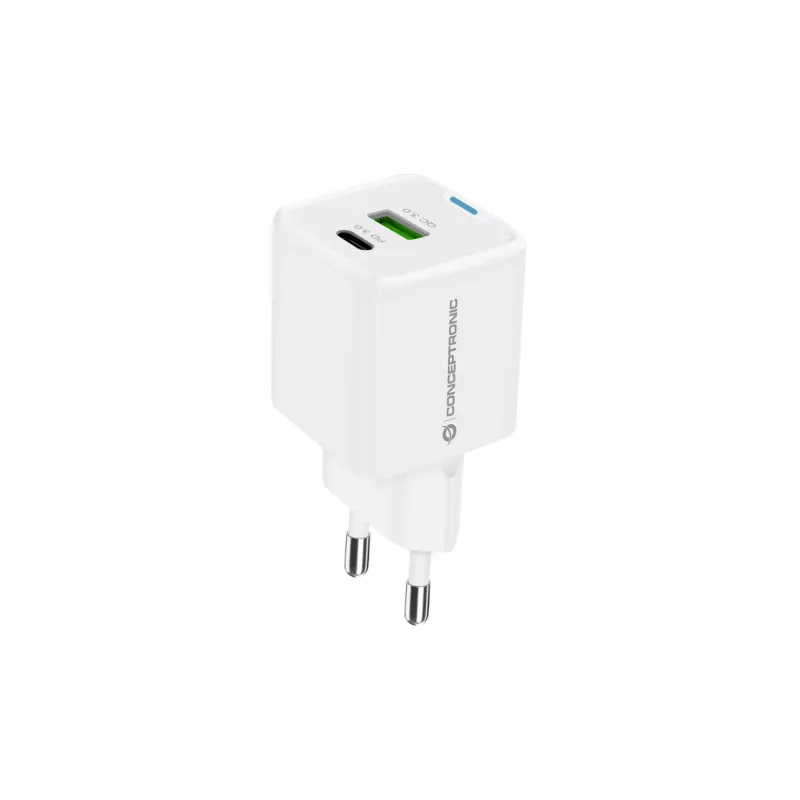 Conceptronic caricabatterie 2 porte 20W GaN USB PD, USB-C x 1, USB-A x 1 ALTHEA15W