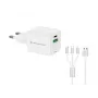 Conceptronic caricabatterie 2 porte 33W GaN USB PD con cavo di ricarica 3-in-1, USB-C x 1, USB-A x 1, QC 3.0, PPS