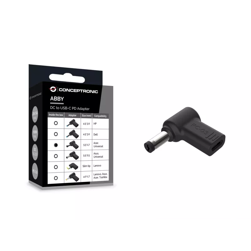 Conceptronic ABBY15PC03 adattatore DC-USB-C, Acer/universale 5,5x1,7mm, 18-20V