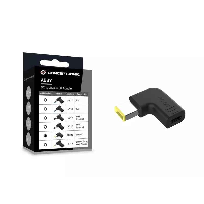 Conceptronic ABBY15PC05 adattatore DC-USB-C, Lenovo slim tip, 18-20V