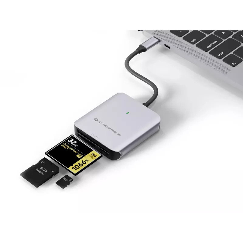Conceptronic BIAN09G lettore di schede 3-in-1 USB 3.2 Gen 2, CFast 2.0, SD TF/MicroSD 4.0, UHS-II