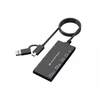 Lettore di schede 7-in-1 CONCEPTRONIC BIAN10B — USB 3.2 Gen 1 Type-A/Type-C, CF/MMC/MS/SD/MicroSD/xD, nero