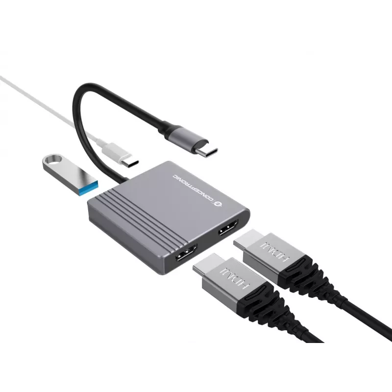 Dock per laptop/port replicator Conceptronic DONN13G con filo USB 3.2 Gen 1 (3.1 Gen 1) Type-C grigio