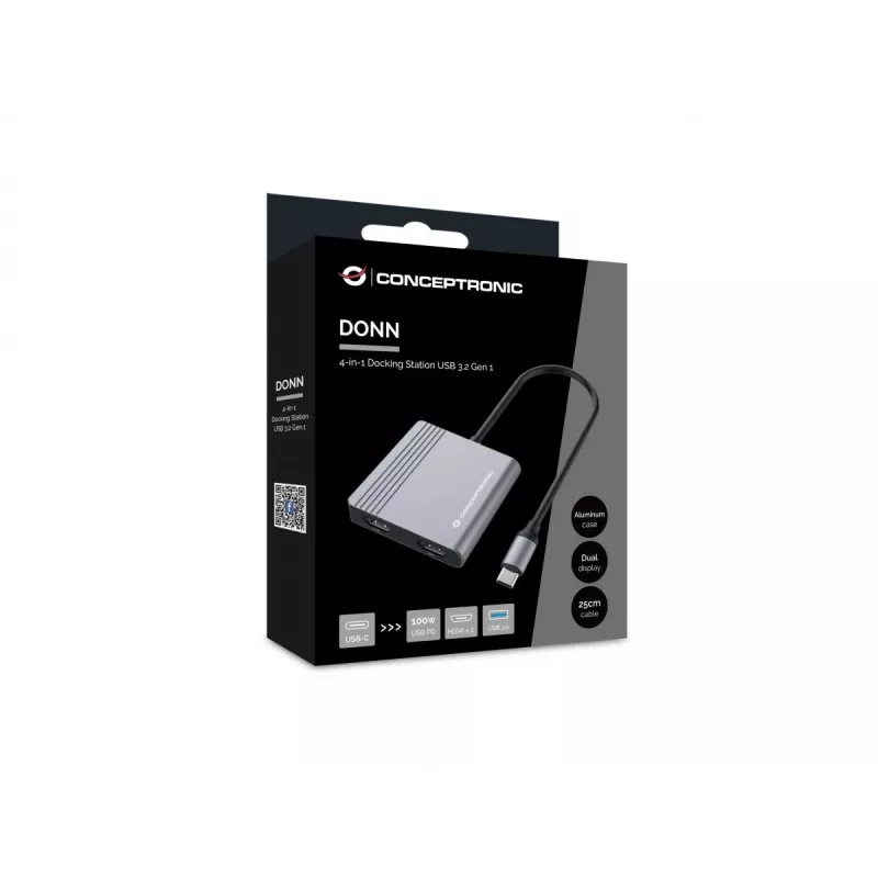 Dock per laptop/port replicator Conceptronic DONN13G con filo USB 3.2 Gen 1 (3.1 Gen 1) Type-C grigio