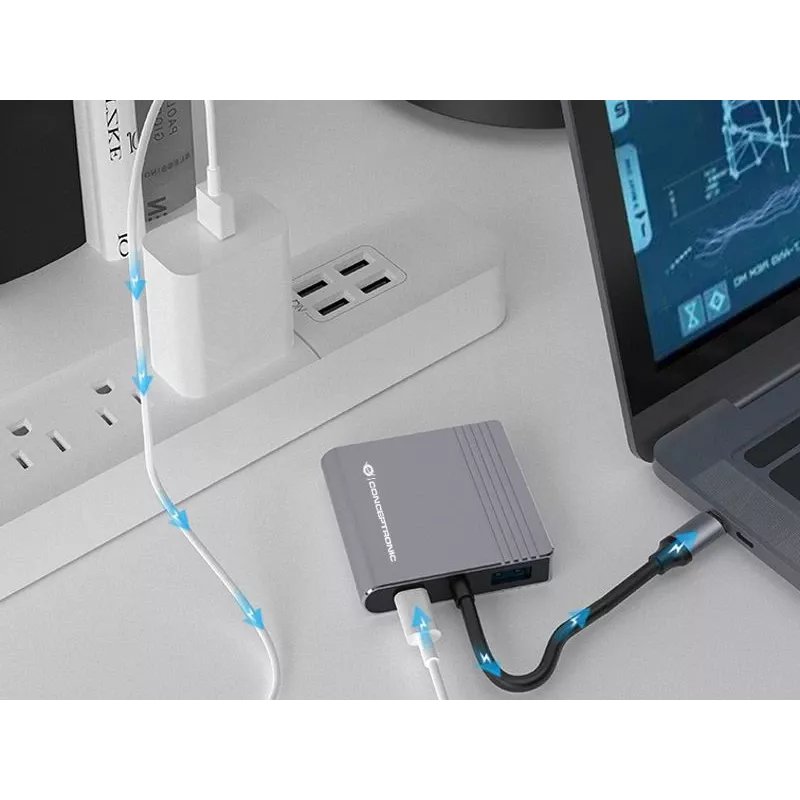 Dock per laptop/port replicator Conceptronic DONN13G con filo USB 3.2 Gen 1 (3.1 Gen 1) Type-C grigio