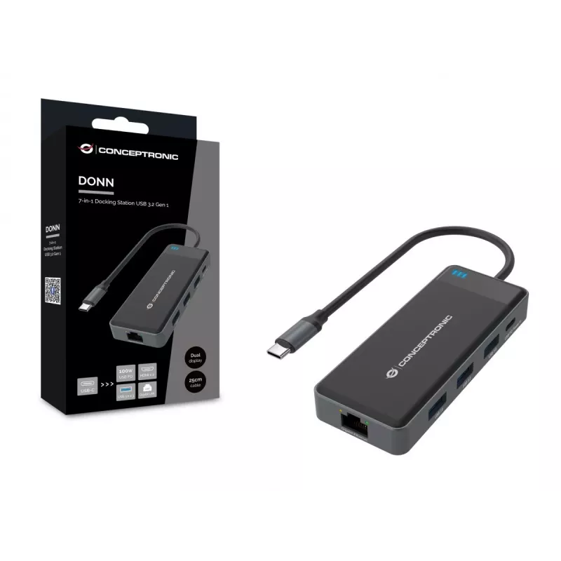 Dock per laptop/port replicator Conceptronic DONN14G con filo USB 3.2 Gen 1 (3.1 Gen 1) Type-C grigio
