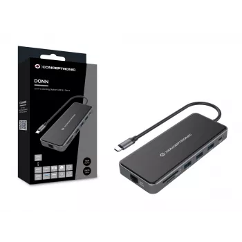 Dock per laptop/port replicator Conceptronic DONN15G con filo USB 3.2 Gen 1 (3.1 Gen 1) Type-C grigio