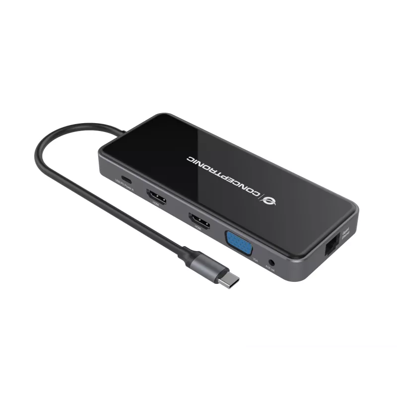 Dock per laptop/port replicator Conceptronic DONN15G con filo USB 3.2 Gen 1 (3.1 Gen 1) Type-C grigio