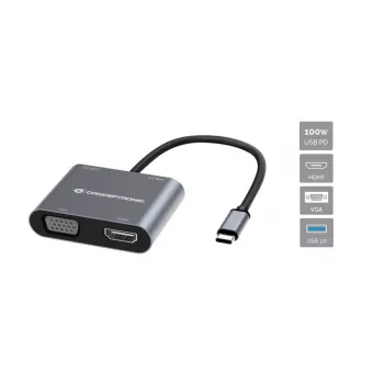 Conceptronic DONN16G con filo USB 3.2 Gen 1 Type-C grigio 100W 4K Ultra HD
