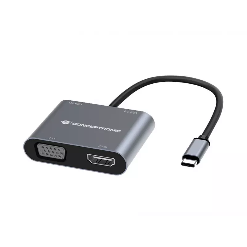 Conceptronic DONN16G con filo USB 3.2 Gen 1 Type-C grigio 100W 4K Ultra HD