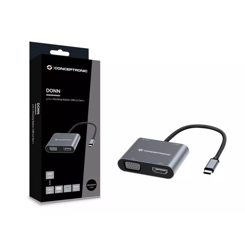 Conceptronic DONN16G con filo USB 3.2 Gen 1 Type-C grigio 100W 4K Ultra HD