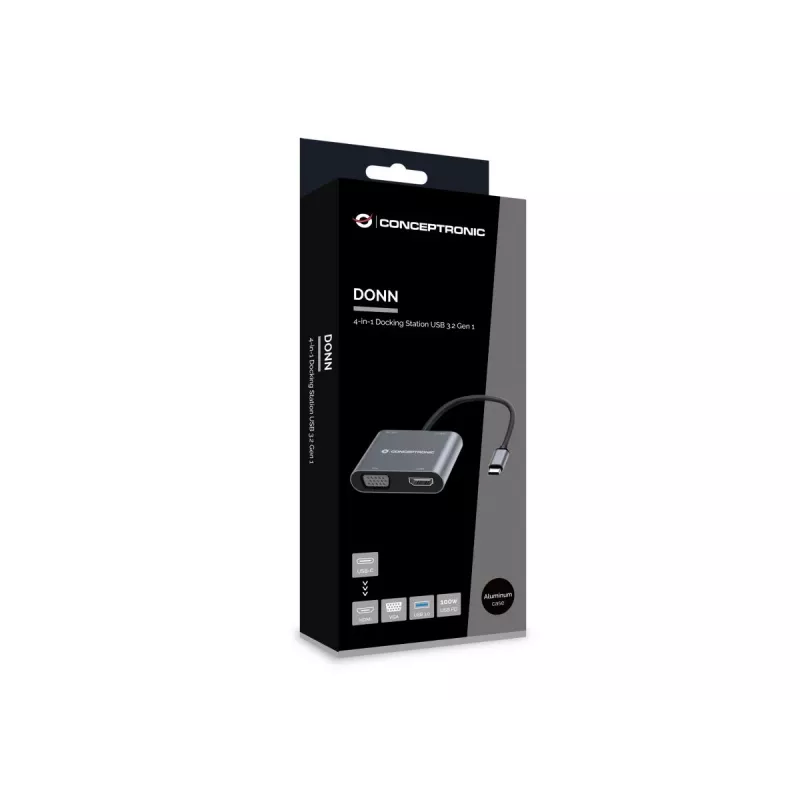 Conceptronic DONN16G con filo USB 3.2 Gen 1 Type-C grigio 100W 4K Ultra HD