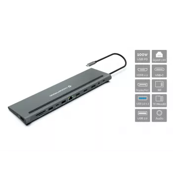 Docking station/port replicator per laptop Conceptronic DONN17G con filo USB 3.2 Gen 1 (3.1 Gen 1) Type-C grigio