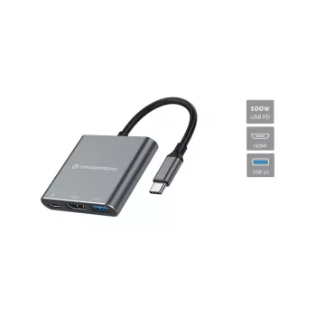 Docking station 3-in-1 Conceptronic DONN18G USB 3.2 Gen 1, HDMI, USB 3.0, 100W USB PD