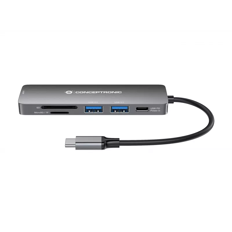 Docking station 6-in-1 Conceptronic DONN11G USB 3.2 Gen 1, HDMI, 100W USB PD, USB 3.0, USB 2.0, SD, TF/MicroSD