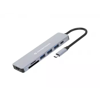 Docking station 7-in-1 Conceptronic DONN19G USB 3.2 Gen 1, HDMI, USB-A 3.0 x 3, SD, TF/MicroSD, 100W USB PD