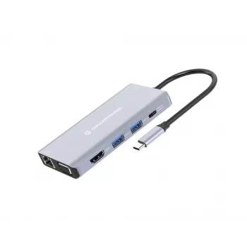 Docking station 10-in-1 Conceptronic DONN20G USB 3.2 Gen 1, HDMI, VGA, USB-A 3.0 x 3, SD, TF/MicroSD, audio, GbE LAN, 100W USB PD