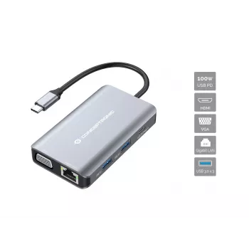 Docking station/port replicator per laptop Conceptronic DONN21G con filo USB 3.2 Gen 1 (3.1 Gen 1) Type-C grigio
