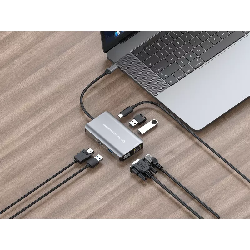 Docking station/port replicator per laptop Conceptronic DONN21G con filo USB 3.2 Gen 1 (3.1 Gen 1) Type-C grigio