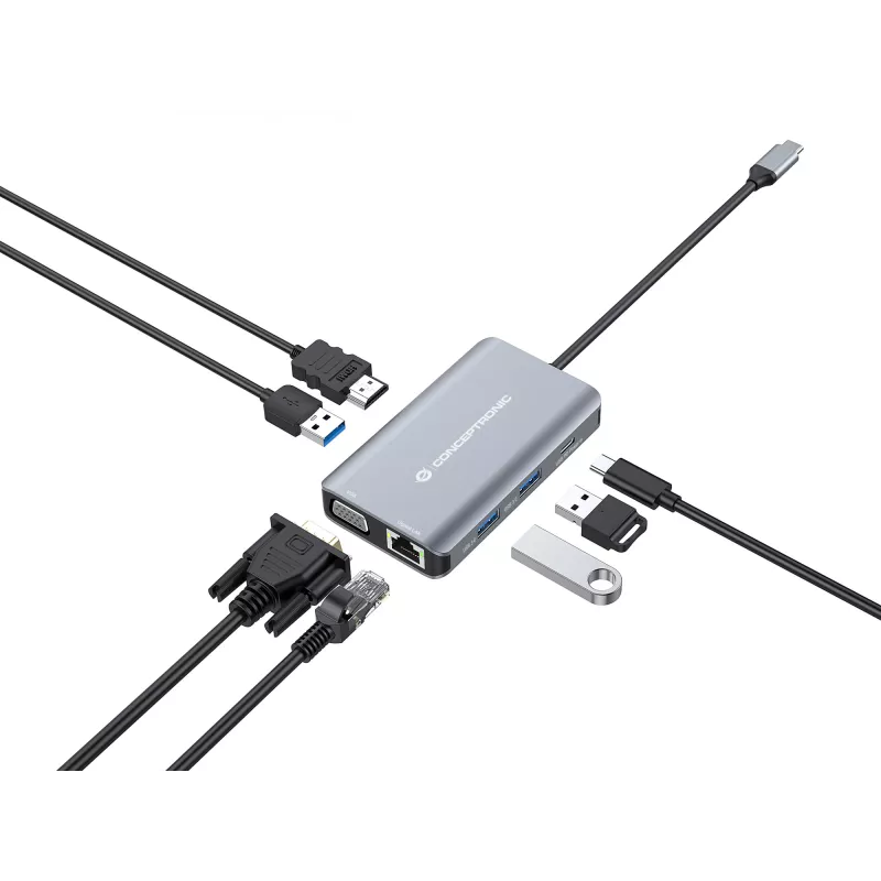 Docking station/port replicator per laptop Conceptronic DONN21G con filo USB 3.2 Gen 1 (3.1 Gen 1) Type-C grigio