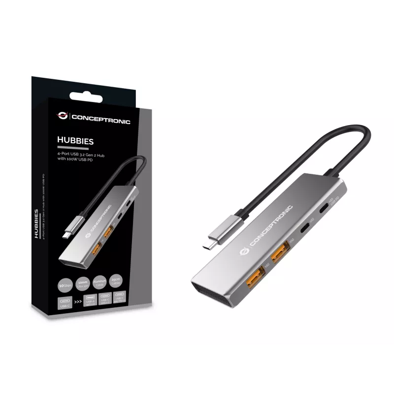 Hub di interfaccia Conceptronic HUBBIES15G USB 3.2 Gen 2 (3.1 Gen 2) Type-C 10000 Mbit/s grigio