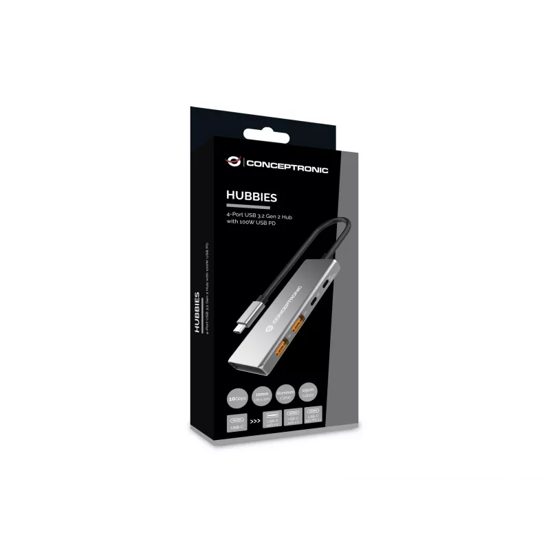 Hub di interfaccia Conceptronic HUBBIES15G USB 3.2 Gen 2 (3.1 Gen 2) Type-C 10000 Mbit/s grigio