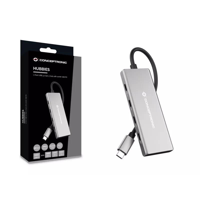 Hub di interfaccia Conceptronic HUBBIES17G USB 3.2 Gen 2 (3.1 Gen 2) Type-C 10000 Mbit/s grigio