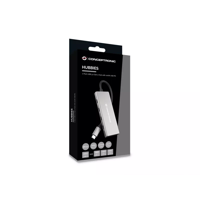 Hub di interfaccia Conceptronic HUBBIES17G USB 3.2 Gen 2 (3.1 Gen 2) Type-C 10000 Mbit/s grigio